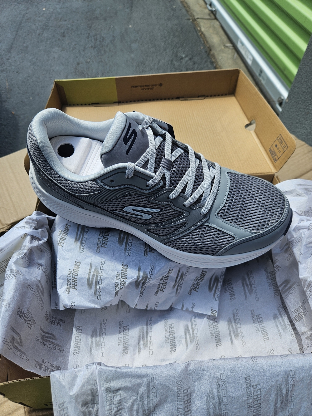 Skechers Gray Mesh Lace-Up Athletic Shoe